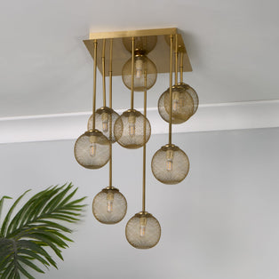 Exton 9-Light Gold Mesh Flush Ceiling Light