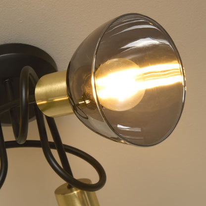 Elisa 3 Light Black & Gold Flush Ceiling Light