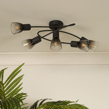 Glenview 5 Light Black Flush Ceiling Light