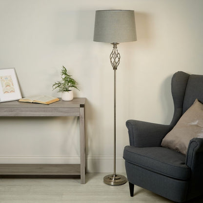 Manor Polished Chrome Floor Lamp with Grey Shade