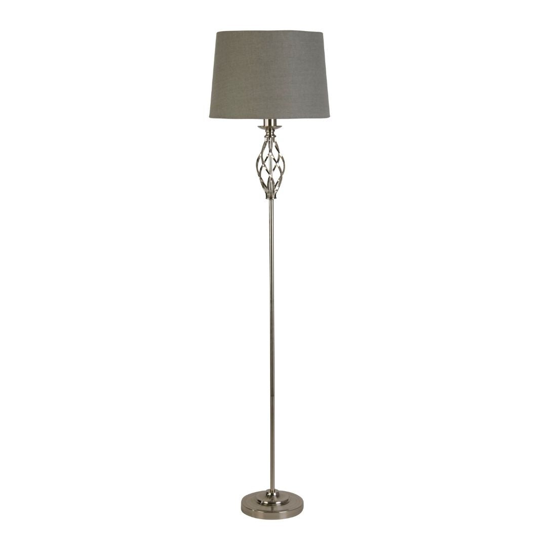 Manor Polished Chrome Floor Lamp with Grey Shade