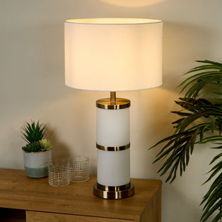 Manning Antique Brass & White Glass Table Lamp