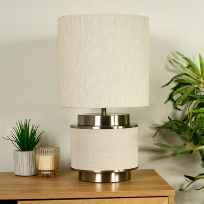 Marriot Natural Hessian and Satin Nickel Table Lamp