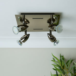 Clinton 4 Light Black Chrome Spotlight Ceiling Plate