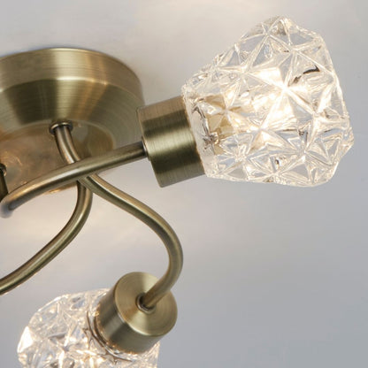 Dodo 3 Light Antique Brass Flush Ceiling Light