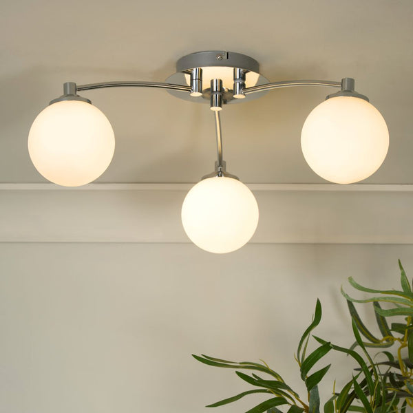 Navarro 3 Light Chrome Semi Flush Ceiling Light