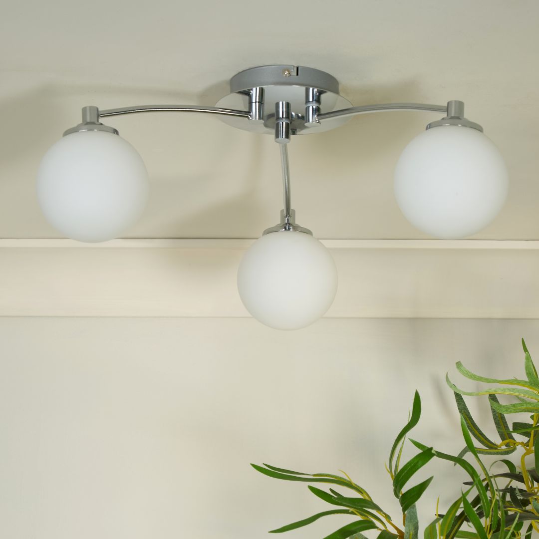 Navarro 3 Light Chrome Semi Flush Ceiling Light