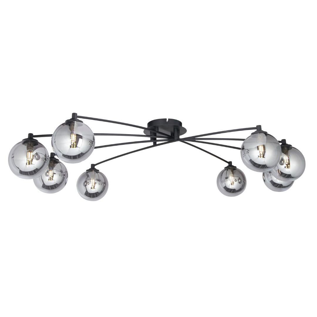 Navarro 8 Light - Black with Smoked Glass