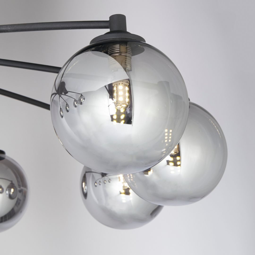 Navarro 8 Light - Black with Smoked Glass