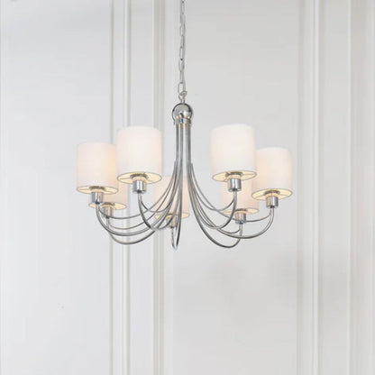 Phantom 7 Light Chrome & White Pendant Chandelier