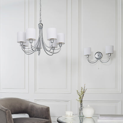 Phantom 7 Light Chrome & White Pendant Chandelier