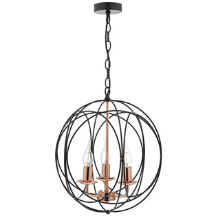 Phoenix 3 Light Ceiling Light Black/Copper