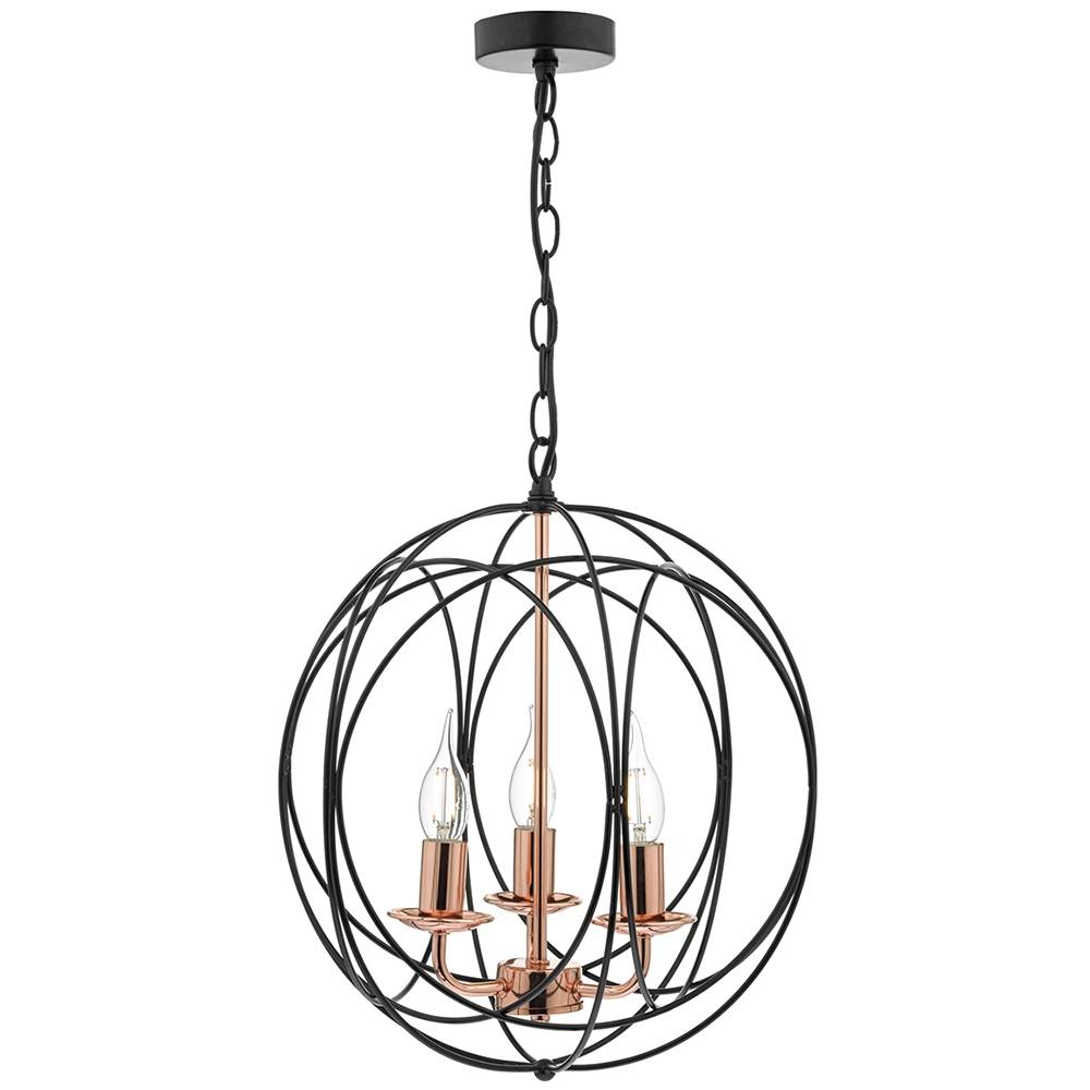 Phoenix 3 Light Ceiling Light Black/Copper