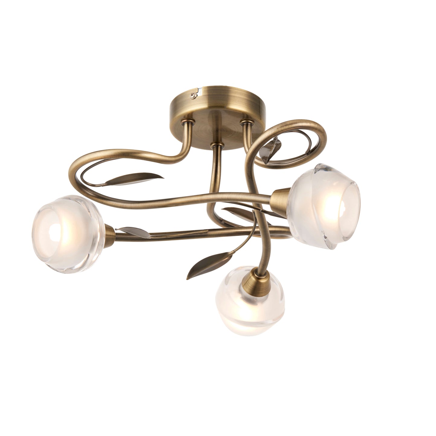 Maywood 3 Light Semi Flush Ceiling Light Antique Brass