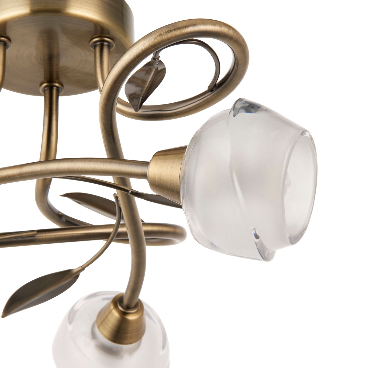 Maywood 3 Light Semi Flush Ceiling Light Antique Brass