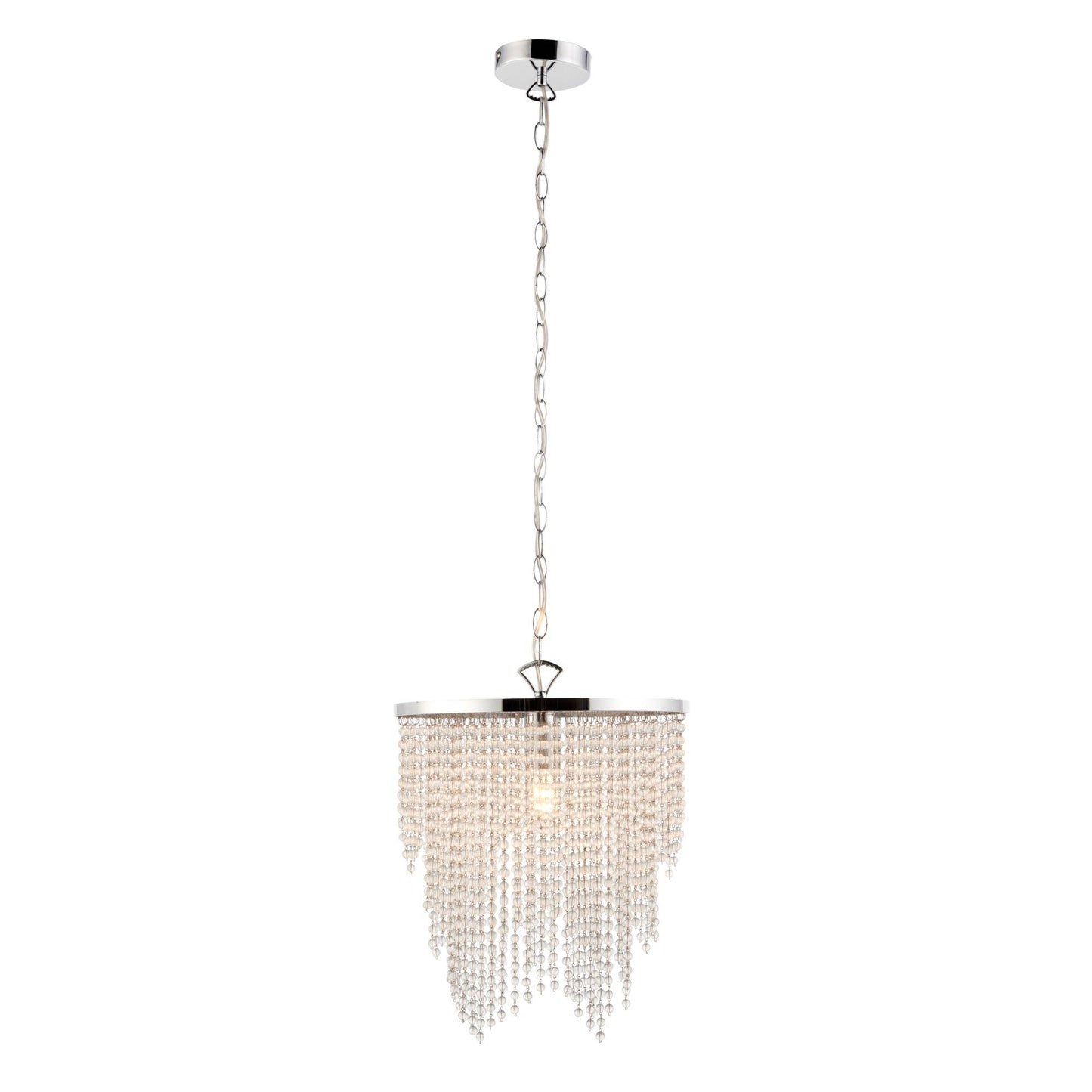 Rain 1 Light Polished Chrome Pendant Ceiling Light with Clear Glass Droplets