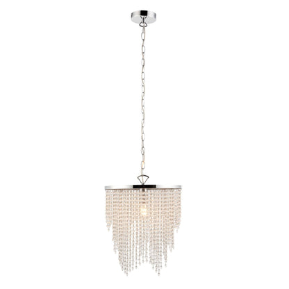Rain 1 Light Polished Chrome Pendant Ceiling Light with Clear Glass Droplets