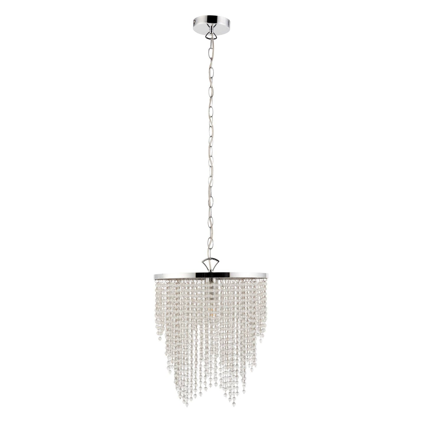 Rain 1 Light Polished Chrome Pendant Ceiling Light with Clear Glass Droplets