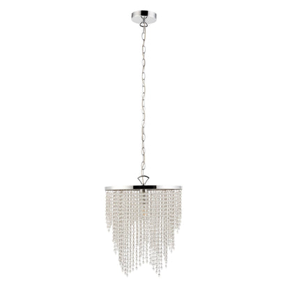 Rain 1 Light Polished Chrome Pendant Ceiling Light with Clear Glass Droplets