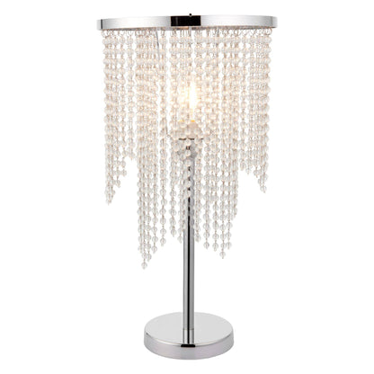 Rain 1 Light Polished Chrome 52cm Table Light with Clear Glass Droplets