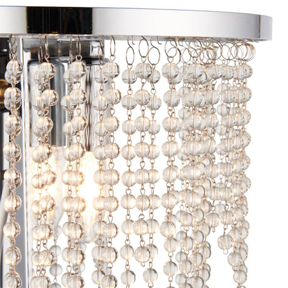 Rain 1 Light Polished Chrome Indoor Wall Light with Clear Glass Droplets