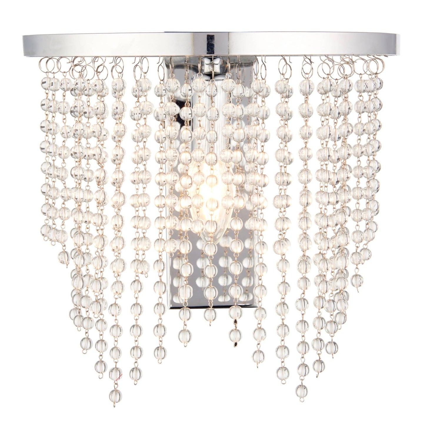 Rain 1 Light Polished Chrome Indoor Wall Light with Clear Glass Crystal Droplets