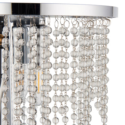 Rain 1 Light Polished Chrome Indoor Wall Light with Clear Glass Crystal Droplets