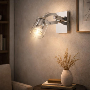 Errol 1 Light Polished Chrome and White Spotlight Ceiling Light with Glass Shade