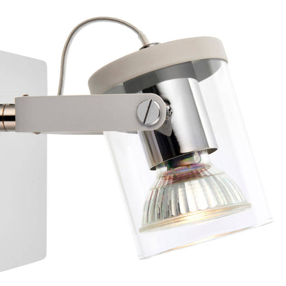 Errol 1 Light Polished Chrome and White Spotlight Ceiling Light with Glass Shade