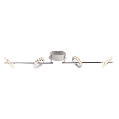 Alexa 4 Spot Polished Chrome & Crystal LED Ceiling Bar