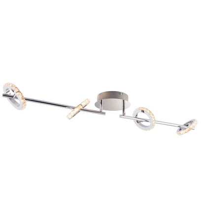 Alexa 4 Spot Polished Chrome & Crystal LED Ceiling Bar