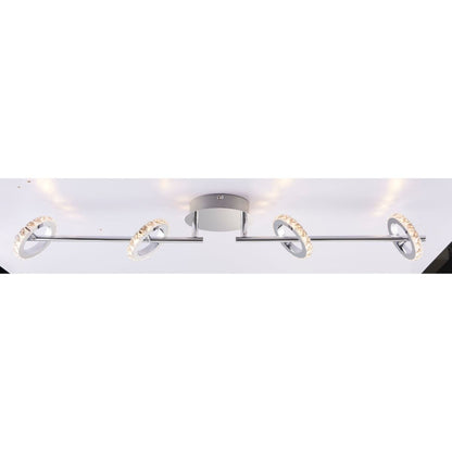 Alexa 4 Spot Polished Chrome & Crystal LED Ceiling Bar