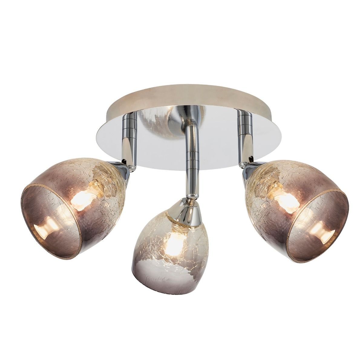 Colby 3 Light Spot Plate Polished Chrome And Smoked Glass Flush Ceiling Light
