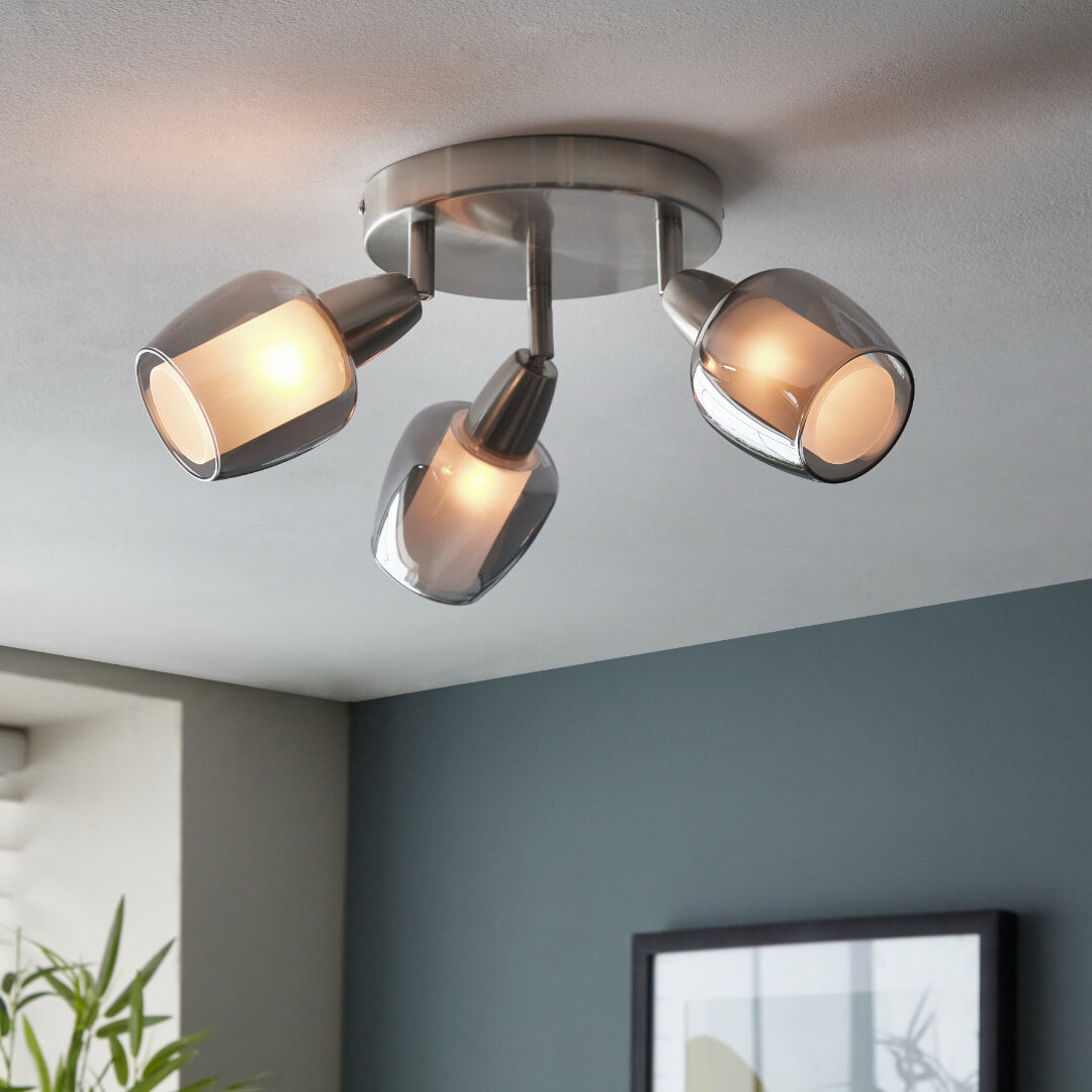 Kennen 3 Light Spot Satin Nickel Flush Ceiling Light