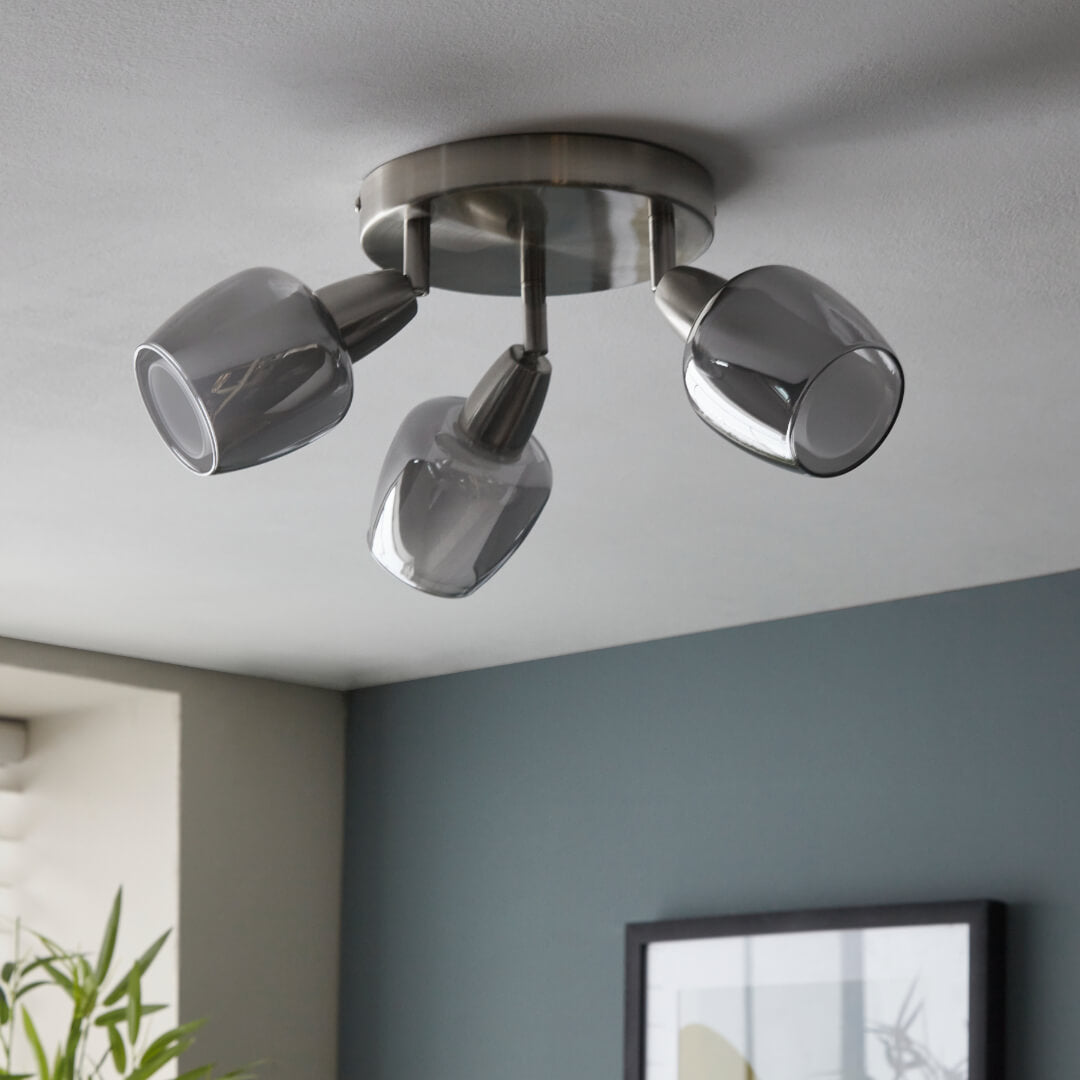 Kennen 3 Light Spot Satin Nickel Flush Ceiling Light