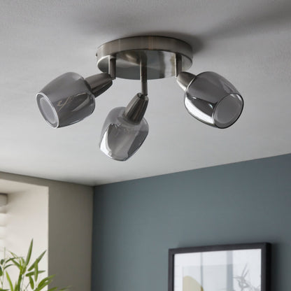 Kennen 3 Light Spot Satin Nickel Flush Ceiling Light
