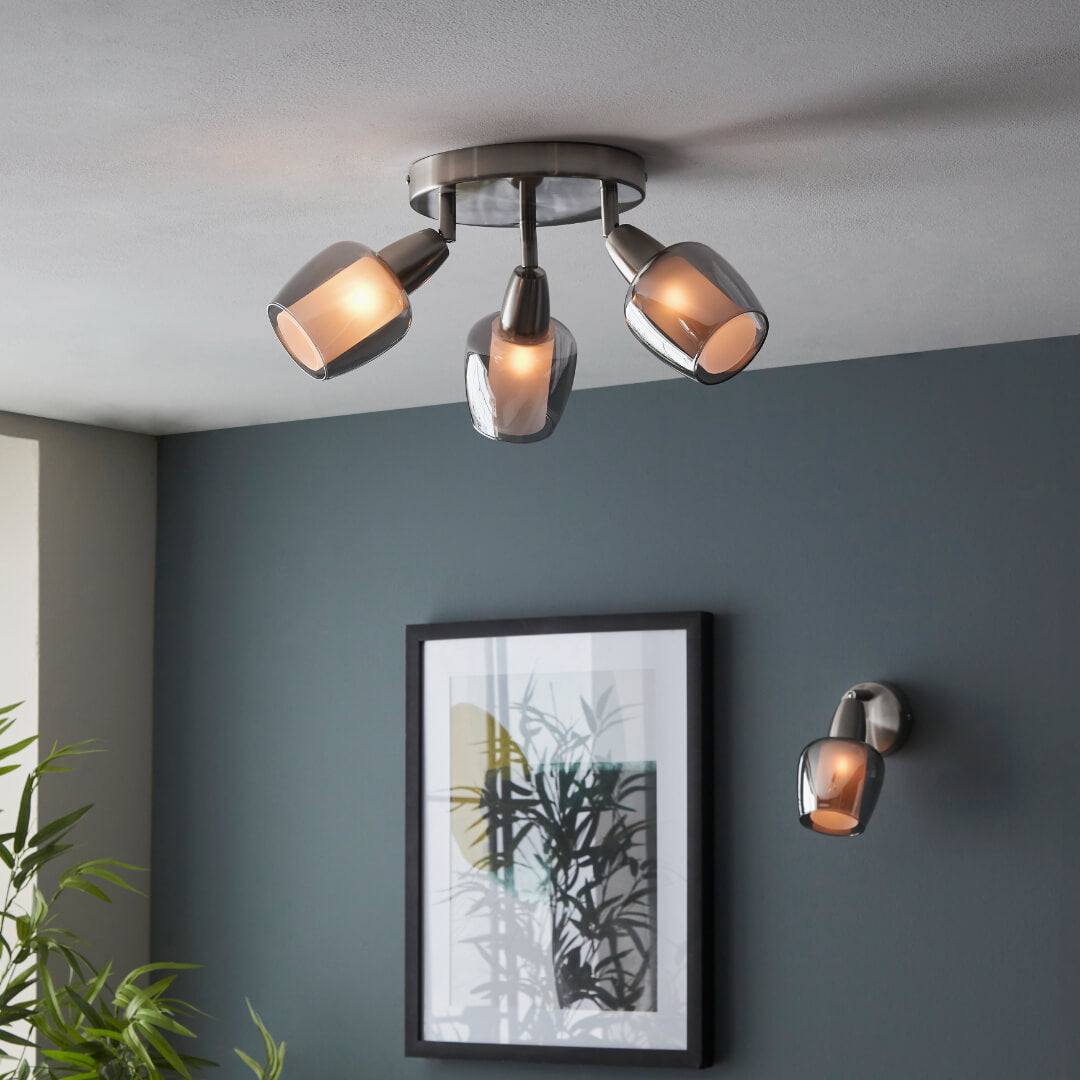 Kennen 3 Light Spot Satin Nickel Flush Ceiling Light