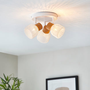 Modi 3 Light White Spot Plate Ceiling Light