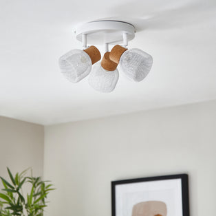 Modi 3 Light White Spot Plate Ceiling Light