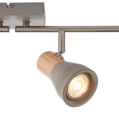 Stoneleigh 4 Concrete and Wood Effect Spotlight  Bar Ceiling Light
