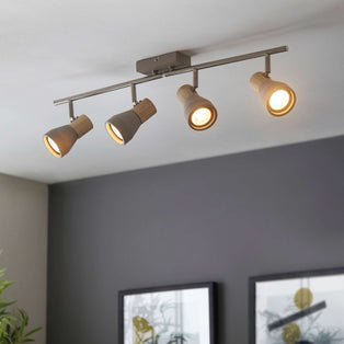 Stoneleigh 4 Concrete and Wood Effect Spotlight  Bar Ceiling Light
