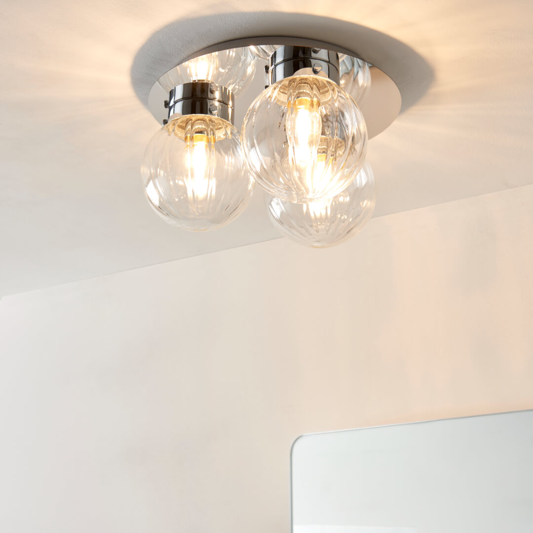 Amelie IP44 3 Light Flush Polished Chrome Ceiling Light