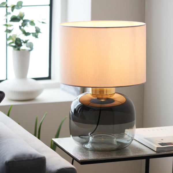 Jeni Smoked Glass Table Lamp