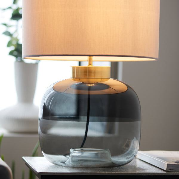Jeni Smoked Glass Table Lamp