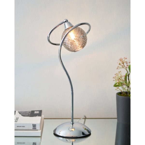 Twine Polished Chrome & Smoked Glass Table Lamp