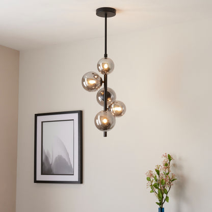 Reeko 5 Light Matte Black Ceiling Pendant