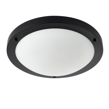 Toronto Matt Black IP44 Flush Ceiling Light