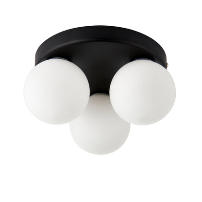 Toronto 3 Light IP44 Flush Matte Black Ceiling Light