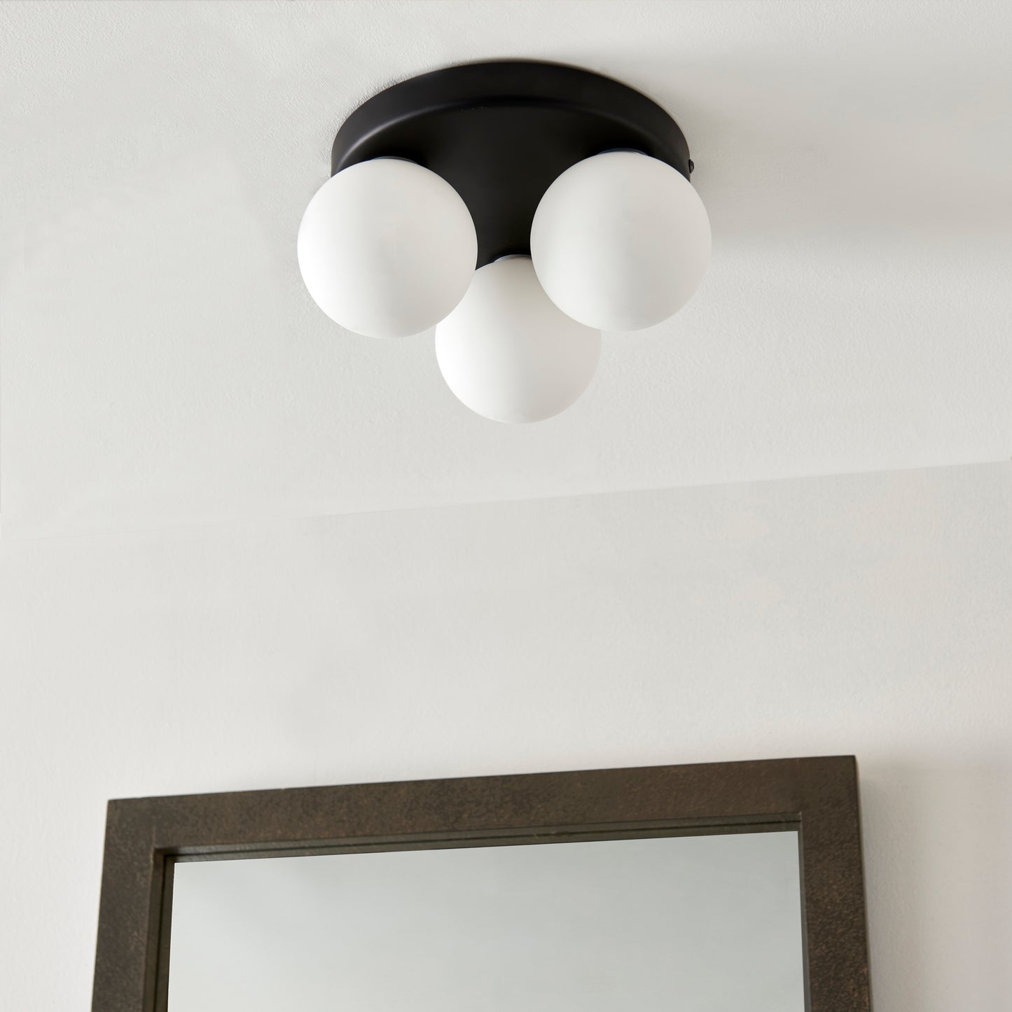 Toronto 3 Light IP44 Flush Matte Black Ceiling Light