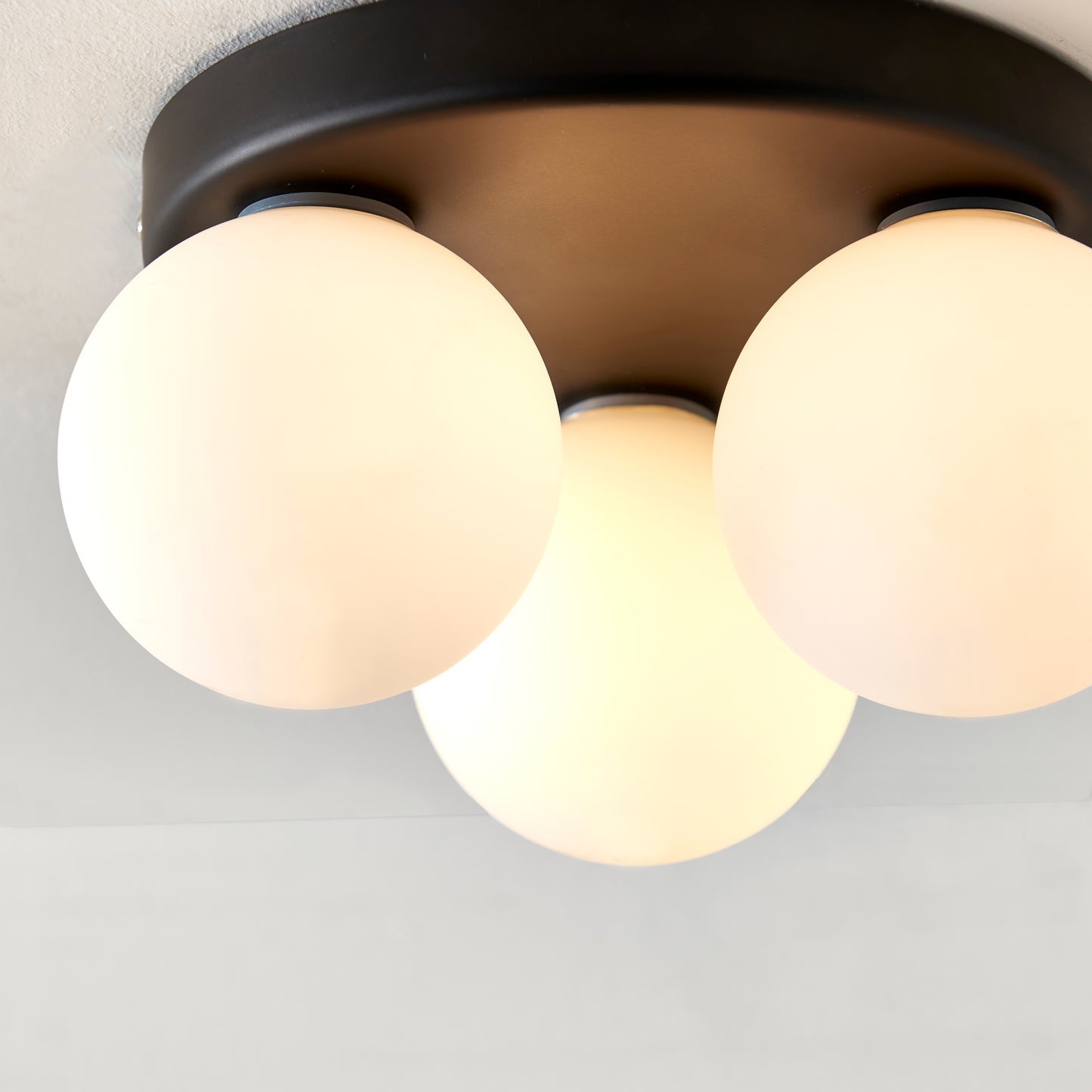 Toronto 3 Light IP44 Flush Matte Black Ceiling Light